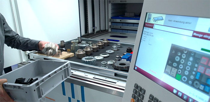 Camera system with visual identification for VLM or carousel system