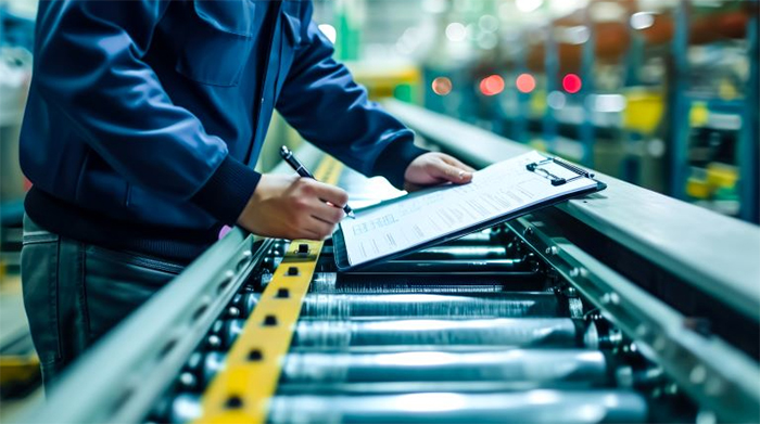 Conveyor maintenance checklist in progress