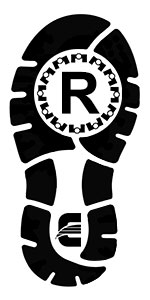 shoe print with letter R