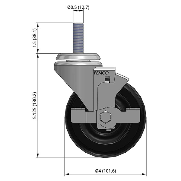 Stem Caster Draw Cisco-Eagle Catalog - Swivel Stem Caster with Side Lock - 4