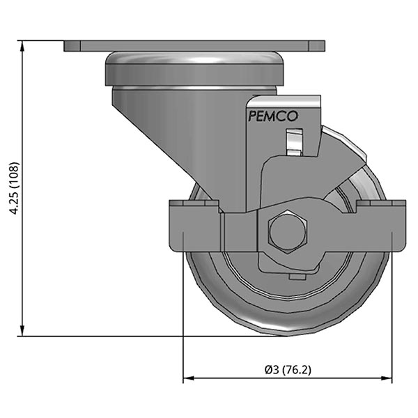 CiscoEagle Catalog Swivel Caster with Side Lock 3" x 1.25" TPR