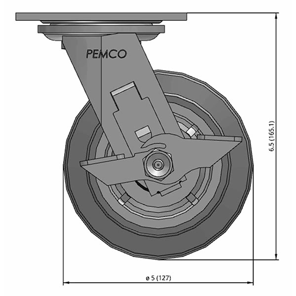 CiscoEagle Catalog Swivel Caster with Side Lock 5" x 2" TPR Wheel