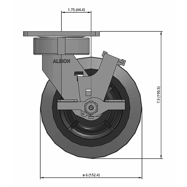 CiscoEagle Catalog Swivel Caster with Side Lock 6" x 2" TPE Wheel