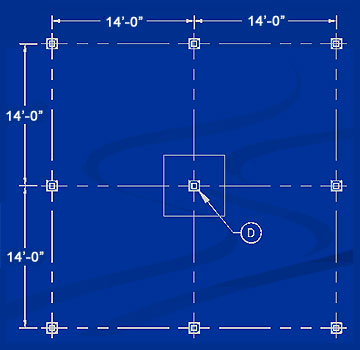 Mezzanine interior column placement