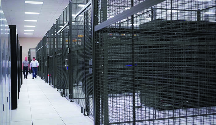 Security cage with drop floor in a datacenter