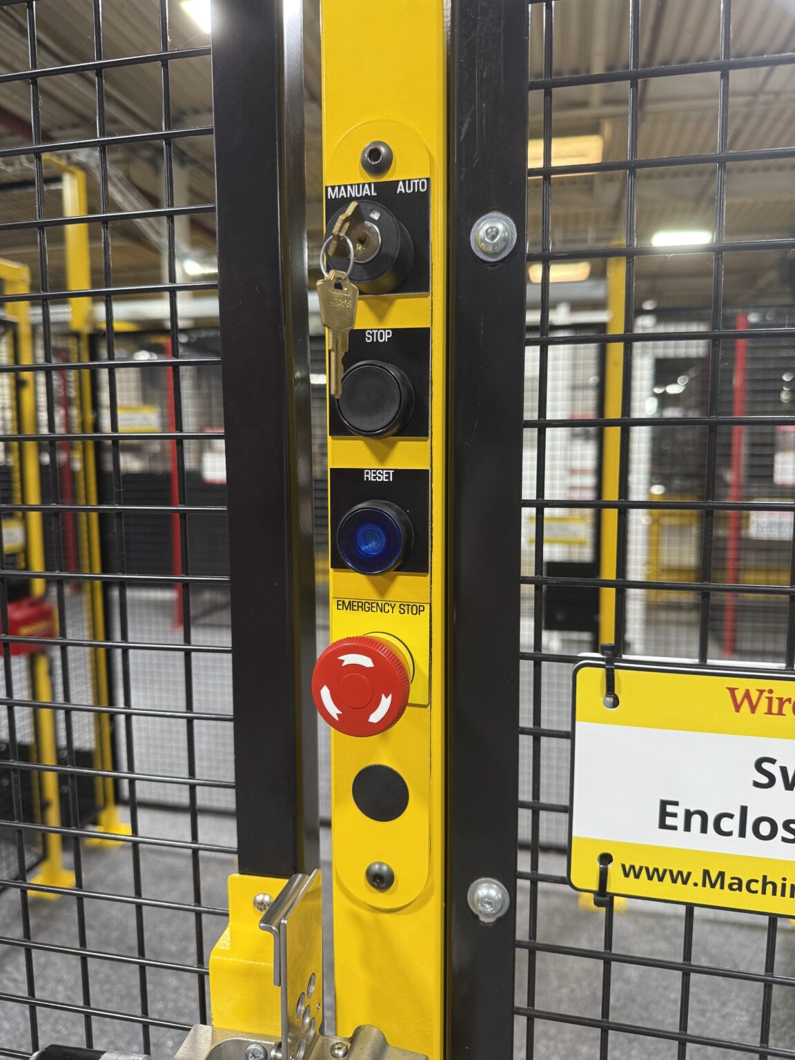 front view of switch enclosure post with switch mounting plate