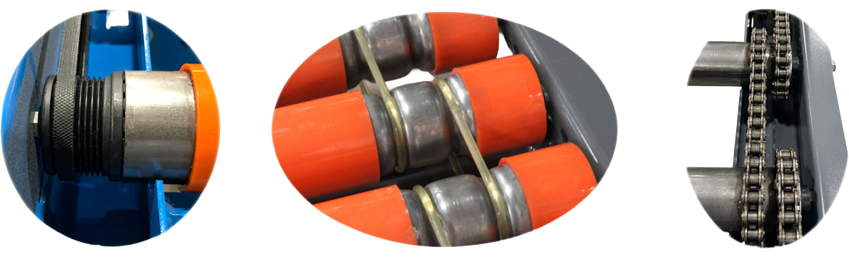 Titan motor-driven roller conveyor drive options with poly O-belts, poly V-belts, and chain drive