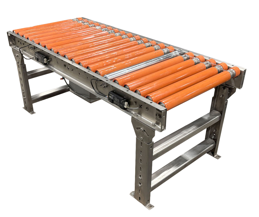 Titan motor-driven roller conveyor with powered rollers for material handling