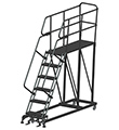 Mobile Work Platform with Serrated Tread - 6 Step, 24" x 60" Platform, 60" Platform Height