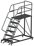 Mobile Work Platform with Serrated Tread - 6 Step, 36" x 48" Platform, 60" Platform Height