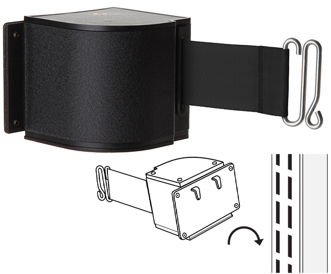 Quick-Attach Upright-Mounted Retractable Belt Barrier - Standard Clips, 18' Belt