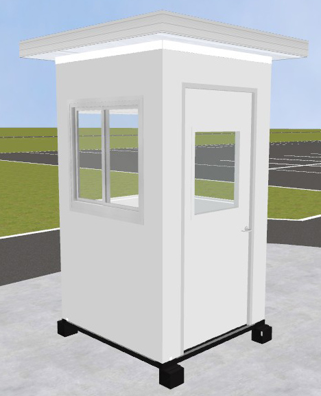 Pre-assembled Guard Booth - White, 4' x 4' x 8' Interior Dimensions