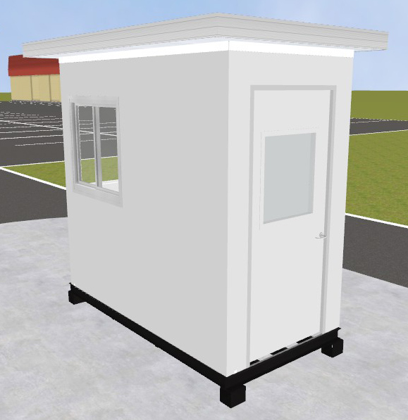 Pre-assembled Guard Booth with Through-Wall HVAC - White, 4' x 8'3" x 8' Interior Dimensions