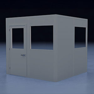 In-Plant Office - 8' x 8', 2 Walls, 2 Windows, Gray, with HVAC and Modular Wiring