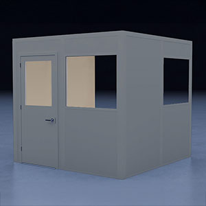 In-Plant Office - 8' x 8', 3 Walls, 2 Windows, Gray, with HVAC and Modular Wiring
