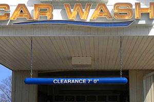 Garage Low Clearance Warning Bar - Custom Lettered, 5.25" Dia. x 110"L