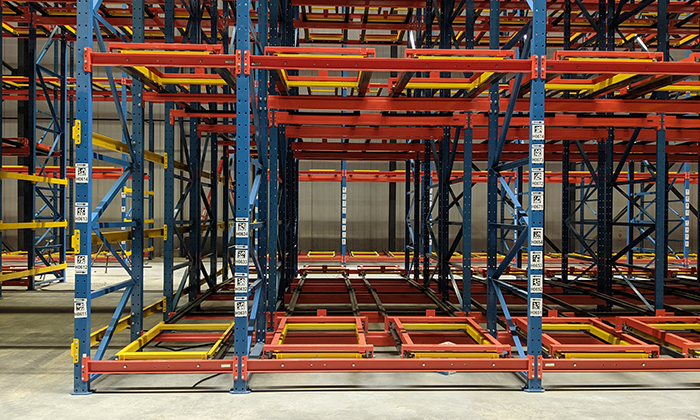 pushback rack for cold storage facility 