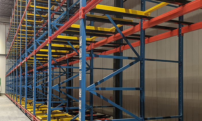 pushback rack for cold storage facility 