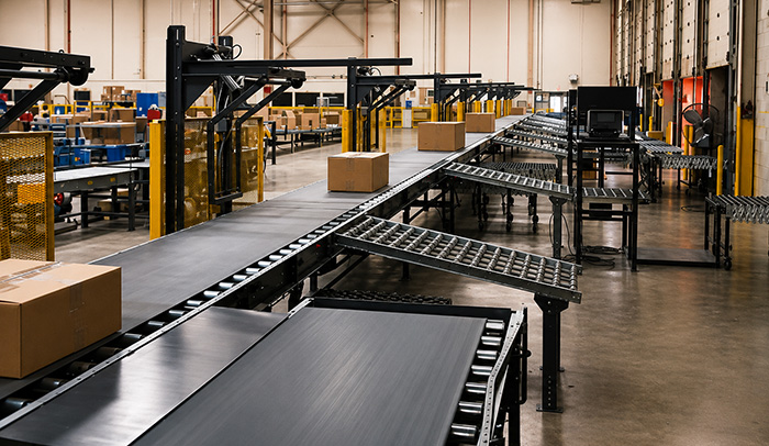 conveyor system layout design for rug finishing plant.