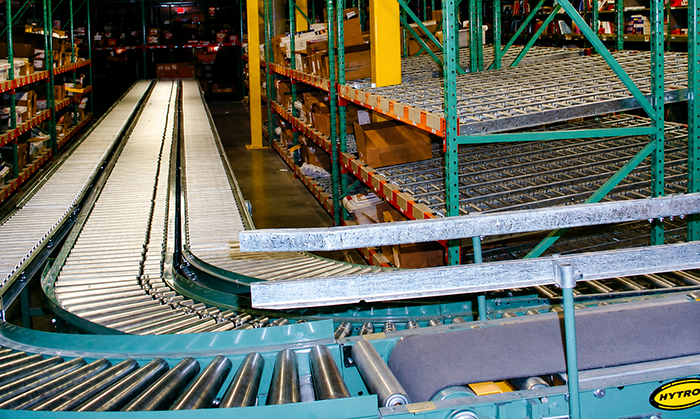 High density picking positions with takeaway conveyor line