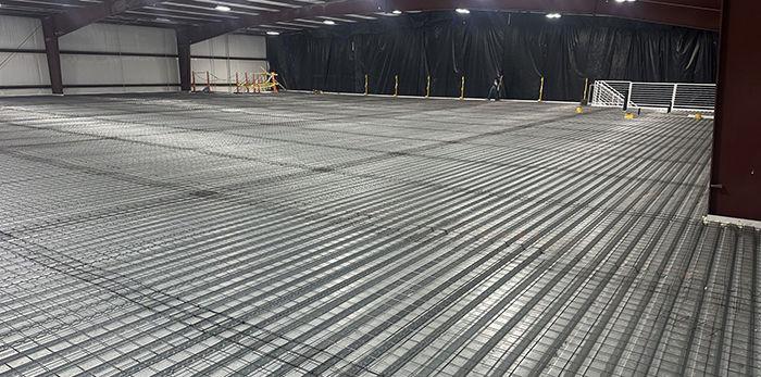 A large expanse of mezzanine decking for an aerospace manufacturer