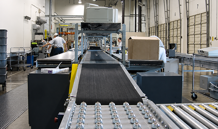 conveyor line with ball transfer.