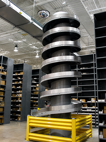 Spiral conveyor at the TTI distribution center.