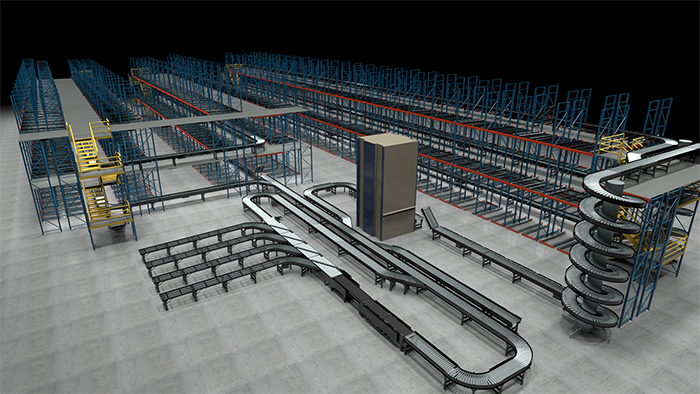 Integrated rack supported pick module and sortation loop