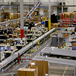 conveyor system in a returns center