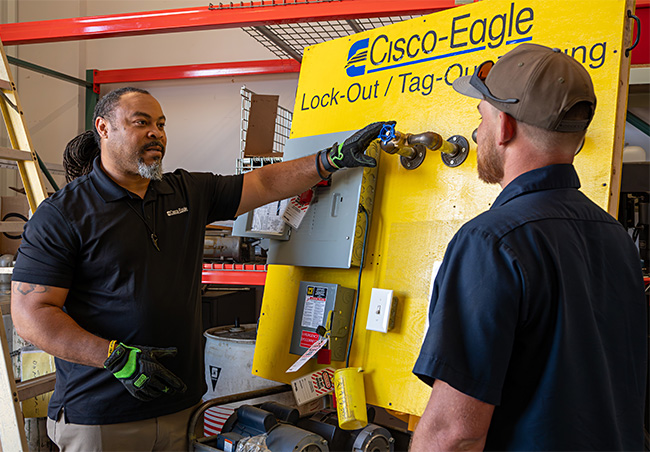 lockout tagout instruction at Cisco-eagle