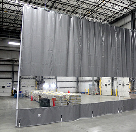 curtain wall separating dock area from the rest of a warehouse